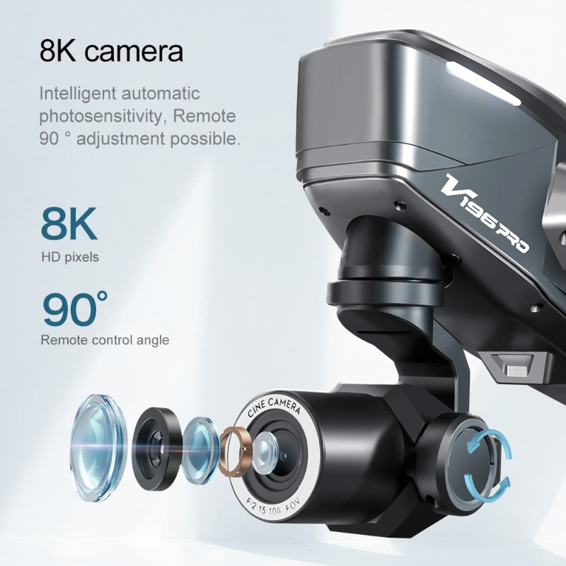 2025 V196 자동 장애물 회피 드론 8K HD 카 - Drone Gimbal Brushless 리뷰 및 가격